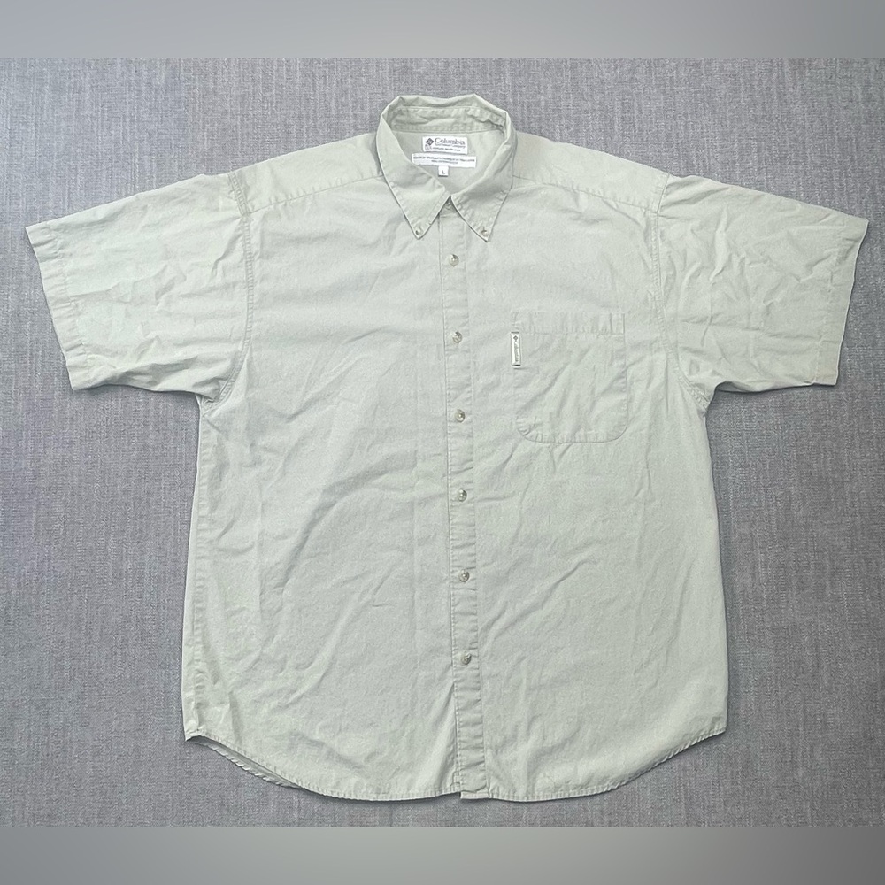 Vintage Columbia Shirt Fishing Utility Men’s Size Large Beige